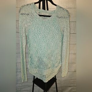 Mint Cloud Chaser Lace Long Sleeve Sweater Size Medium
